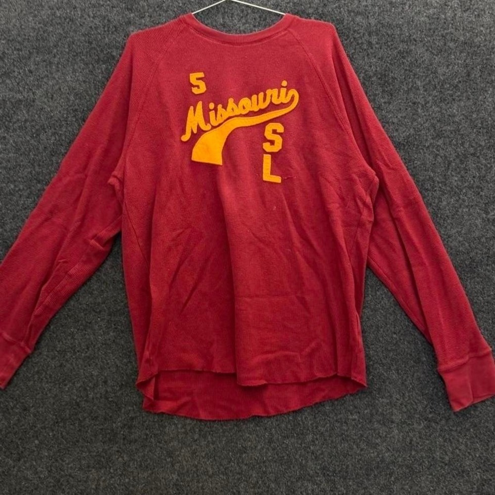 Vintage Old Navy Red Missouri St Louis Thermal Waffle Long Sleeve Mens XL